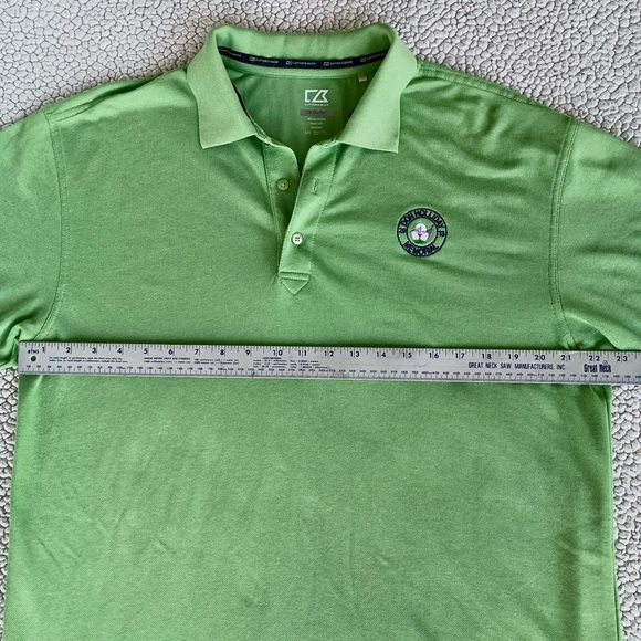 Cutter and Buck Mens Polo Shirt Golf Shirt L Green Button Up Short Sleeve Shirt - Picture 6 of 8